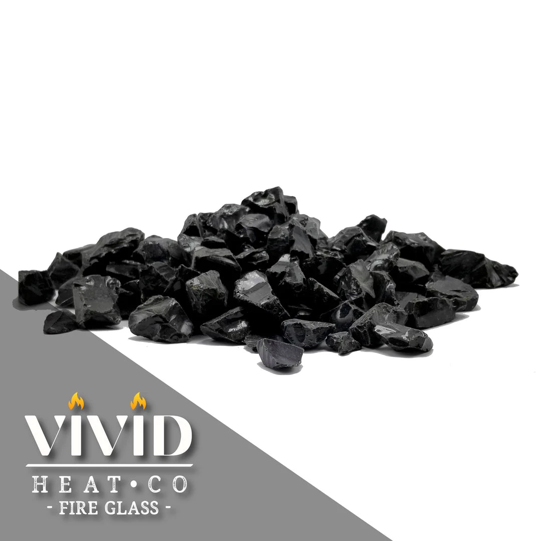 ONE STOP OUTDOOR VIVID Heat - Vibrant Luster "Onyx Black" 1/2" - 3/4" Large Rough Gem Size, (Price By The Pound) - Tempered Fire Glass Rock For Fireplace And Fire Pit 4 ONE STOP OUTDOOR VIVID Heat - Vibrant Luster "Onyx Black" 1/2" - 3/4" Large Rough Gem Size, (Price By The Pound) - Tempered Fire Glass Rock For Fireplace And Fire Pit