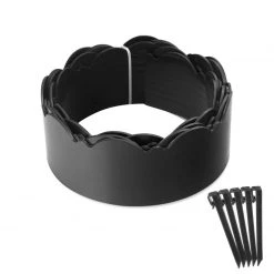 ONE STOP OUTDOOR Garden Master 20' Feet X 5" Inch - Premium Black Scallop Landscape & Garden Border Edging Kit - Terrace Board Yard Edging