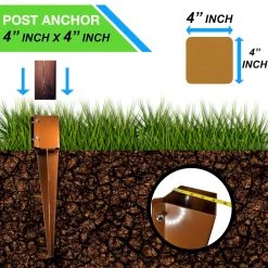 ONE STOP OUTDOOR REBAR & GROUND STAKES Fence & Mailbox Post Anchor - Metal Ground Spike - Brown 24" X 4" Inch X 4" Inch