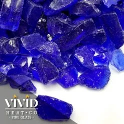 ONE STOP OUTDOOR VIVID Heat - Vibrant Luster "Cobalt Blue" 1/2" - 3/4" Large Rough Gem Size, (Price By The Pound) - Tempered Fire Glass Rock For Fireplace And Fire Pit 13 ONE STOP OUTDOOR VIVID Heat - Vibrant Luster