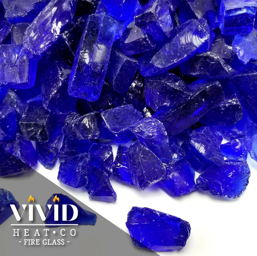 ONE STOP OUTDOOR VIVID Heat - Vibrant Luster "Cobalt Blue" 1/2" - 3/4" Large Rough Gem Size, (Price By The Pound) - Tempered Fire Glass Rock For Fireplace And Fire Pit 5 ONE STOP OUTDOOR VIVID Heat - Vibrant Luster "Cobalt Blue" 1/2" - 3/4" Large Rough Gem Size, (Price By The Pound) - Tempered Fire Glass Rock For Fireplace And Fire Pit