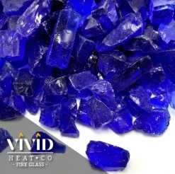 ONE STOP OUTDOOR VIVID Heat - Vibrant Luster "Cobalt Blue" 1/4" Rough Crushed Gem Style, (Price By The Pound) - Tempered Fire Glass Rock For Fireplace And Fire Pit 10 ONE STOP OUTDOOR VIVID Heat - Vibrant Luster