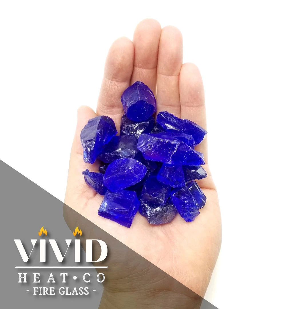 ONE STOP OUTDOOR VIVID Heat - Vibrant Luster "Cobalt Blue" 1/2" - 3/4" Large Rough Gem Size, (Price By The Pound) - Tempered Fire Glass Rock For Fireplace And Fire Pit 2 ONE STOP OUTDOOR VIVID Heat - Vibrant Luster "Cobalt Blue" 1/2" - 3/4" Large Rough Gem Size, (Price By The Pound) - Tempered Fire Glass Rock For Fireplace And Fire Pit