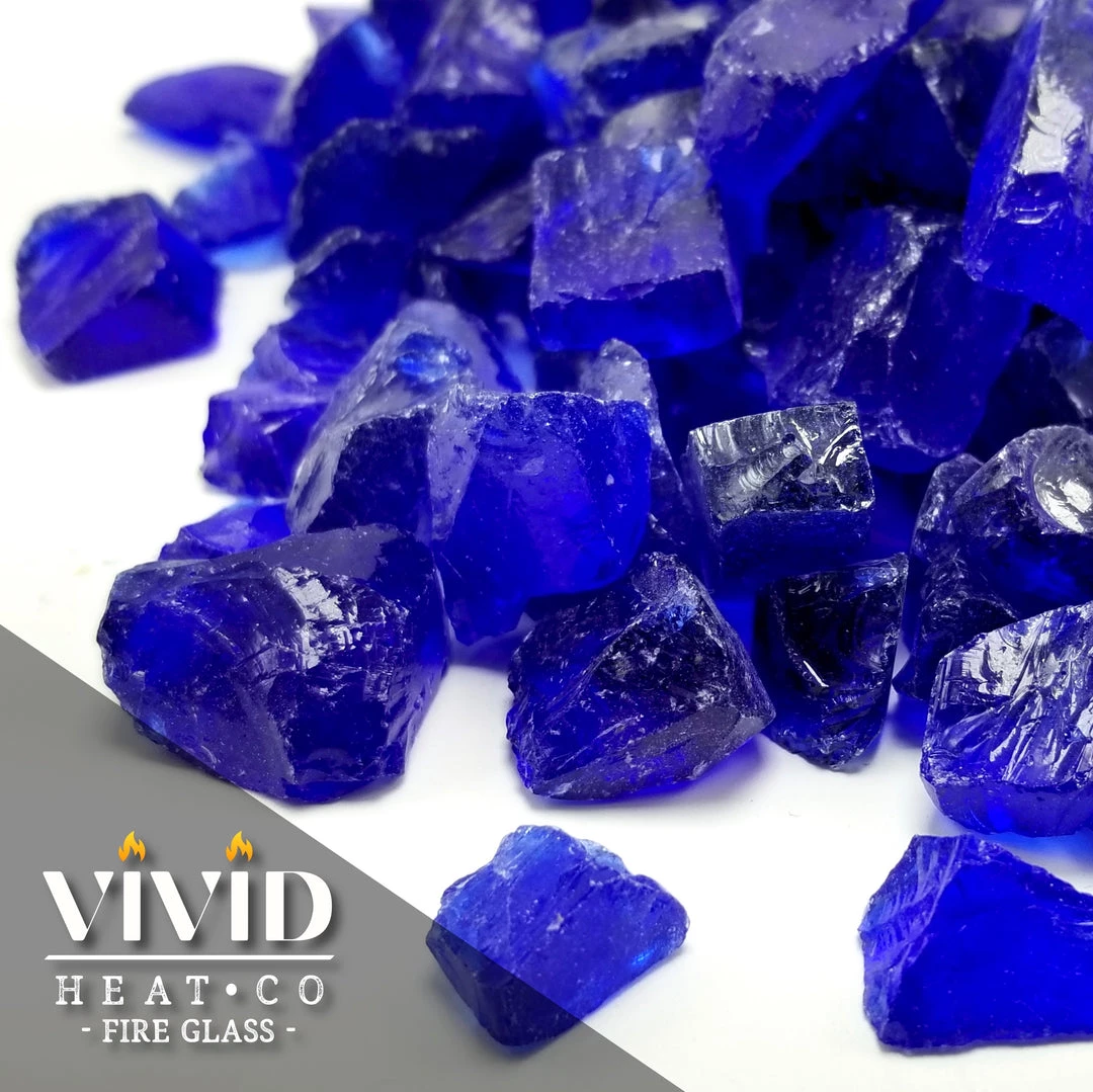ONE STOP OUTDOOR VIVID Heat - Vibrant Luster "Cobalt Blue" 1/2" - 3/4" Large Rough Gem Size, (Price By The Pound) - Tempered Fire Glass Rock For Fireplace And Fire Pit 4 ONE STOP OUTDOOR VIVID Heat - Vibrant Luster "Cobalt Blue" 1/2" - 3/4" Large Rough Gem Size, (Price By The Pound) - Tempered Fire Glass Rock For Fireplace And Fire Pit