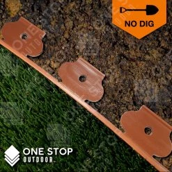 ONE STOP OUTDOOR ARTIFICIAL TURF Instant Edging - Brown 20ft Premium No Dig Yard Edging Kit, For Landscaping, And Flower Gardens - 2" High