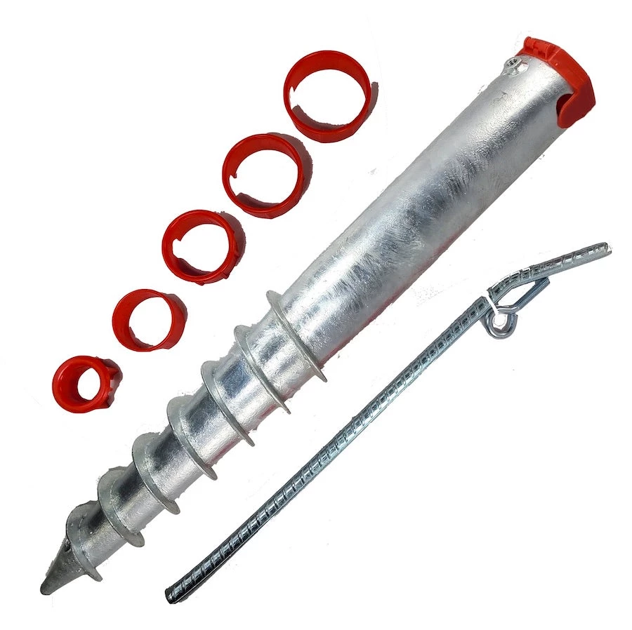 ONE STOP OUTDOOR REBAR & GROUND STAKES Premium Galvanized No Dig Ground Anchor - Round Post & Flag Pole Base Ground Mount - Screw In Post Stake, 21" Inch Long 1 ONE STOP OUTDOOR REBAR & GROUND STAKES Premium Galvanized No Dig Ground Anchor - Round Post & Flag Pole Base Ground Mount - Screw In Post Stake, 21" Inch Long