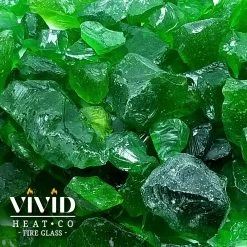 ONE STOP OUTDOOR VIVID Heat - "Emerald Green" 1/2" - 3/4" Large, Tempered Fire Glass For Fireplace & Fire Pit 7 ONE STOP OUTDOOR VIVID Heat -