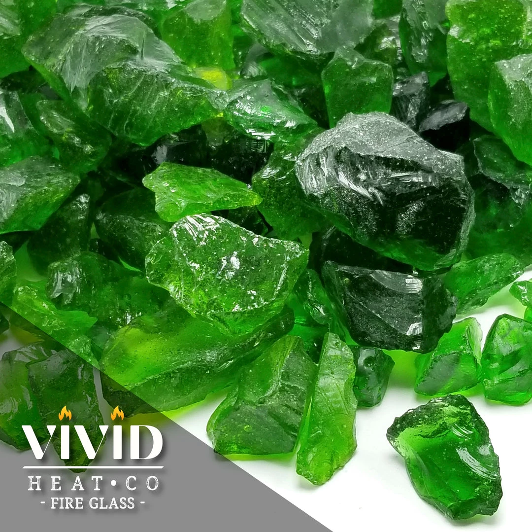 ONE STOP OUTDOOR VIVID Heat - "Emerald Green" 1/2" - 3/4" Large, Tempered Fire Glass For Fireplace & Fire Pit 1 ONE STOP OUTDOOR VIVID Heat - "Emerald Green" 1/2" - 3/4" Large, Tempered Fire Glass For Fireplace & Fire Pit