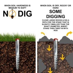 ONE STOP OUTDOOR REBAR & GROUND STAKES Premium Galvanized No Dig Ground Anchor - Round Post & Flag Pole Base Ground Mount - Screw In Post Stake, 21" Inch Long 6 ONE STOP OUTDOOR REBAR & GROUND STAKES Premium Galvanized No Dig Ground Anchor - Round Post & Flag Pole Base Ground Mount - Screw In Post Stake, 21