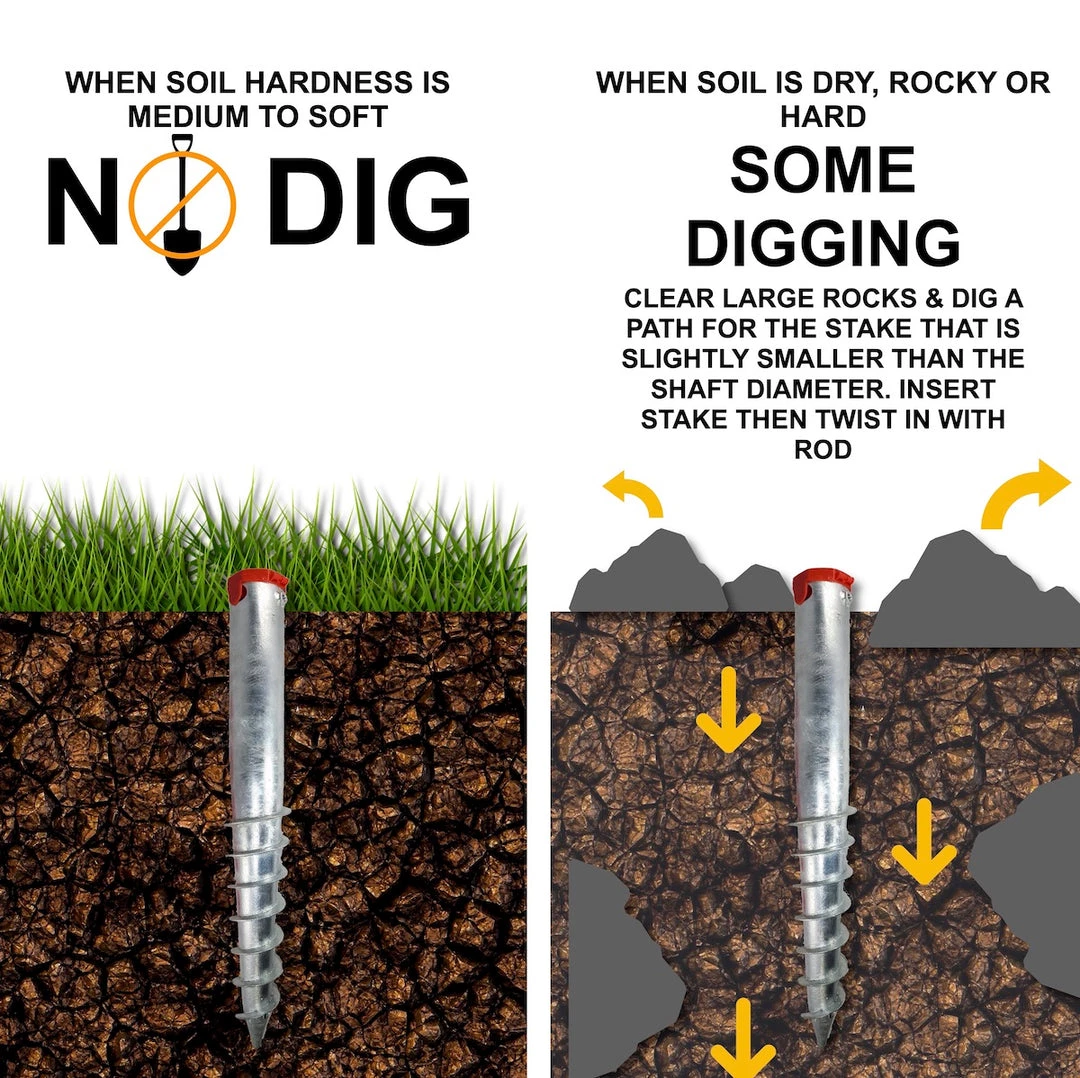 ONE STOP OUTDOOR REBAR & GROUND STAKES Premium Galvanized No Dig Ground Anchor - Round Post & Flag Pole Base Ground Mount - Screw In Post Stake, 21" Inch Long 3 ONE STOP OUTDOOR REBAR & GROUND STAKES Premium Galvanized No Dig Ground Anchor - Round Post & Flag Pole Base Ground Mount - Screw In Post Stake, 21" Inch Long