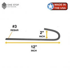 ONE STOP OUTDOOR USA Made - #3 Rebar Stakes J Hook Heavy Duty Steel Ground Anchors 12 Inch