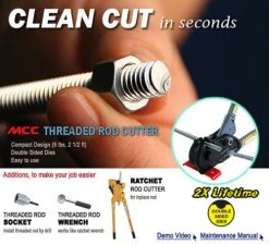 MCC USA INDUSTRIAL ACCESSORIES MCC RAB-3U - Ratchet Action Threaded Steel Rod Cutter - Allows For Mobil, Vertical & In-Place Cut (2X Lifetime Double Sided Die)