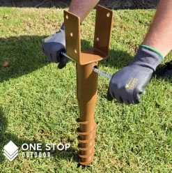 ONE STOP OUTDOOR REBAR & GROUND STAKES Ground Anchor U-Model Screw Post Stake - Fits Standard 4x4 (3.5" X 3.5" Inch) Secure Mailbox Posts - Brown 8 ONE STOP OUTDOOR REBAR & GROUND STAKES Ground Anchor U-Model Screw Post Stake - Fits Standard 4x4 (3.5