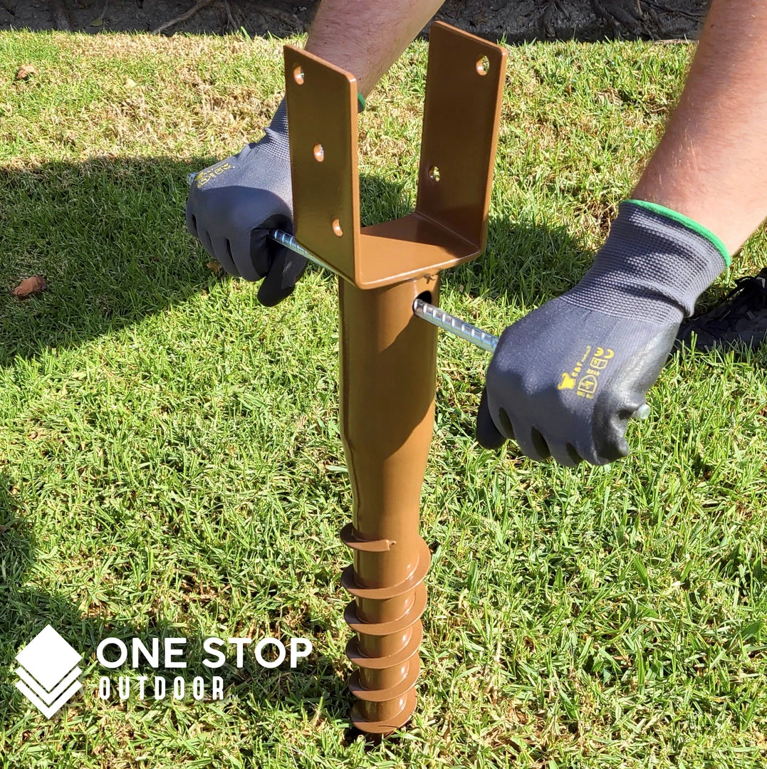 ONE STOP OUTDOOR REBAR & GROUND STAKES Ground Anchor U-Model Screw Post Stake - Fits Standard 4x4 (3.5" X 3.5" Inch) Secure Mailbox Posts - Brown 3 ONE STOP OUTDOOR REBAR & GROUND STAKES Ground Anchor U-Model Screw Post Stake - Fits Standard 4x4 (3.5" X 3.5" Inch) Secure Mailbox Posts - Brown