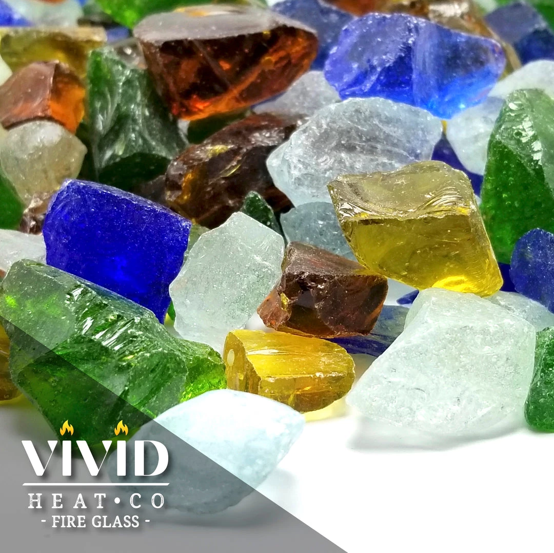 ONE STOP OUTDOOR VIVID Heat "Beach Sea Glass" 1/2" - 3/4" Large - Fire Glass Blue, Amber, Green, Etc. 1 ONE STOP OUTDOOR VIVID Heat "Beach Sea Glass" 1/2" - 3/4" Large - Fire Glass Blue, Amber, Green, Etc.