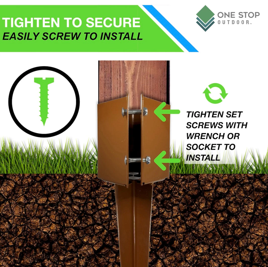 ONE STOP OUTDOOR REBAR & GROUND STAKES Fence & Mailbox Post Anchor - Metal Ground Spike - Brown 24" X 4" Inch X 4" Inch 3 ONE STOP OUTDOOR REBAR & GROUND STAKES Fence & Mailbox Post Anchor - Metal Ground Spike - Brown 24" X 4" Inch X 4" Inch