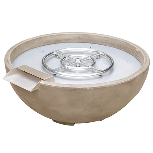 VIVID Heat VIVID-X 30" Premium Round Cement Fire Pit & Waterfall Bowl (Brown) OUTDOOR FIRE 1 VIVID Heat VIVID-X 30" Premium Round Cement Fire Pit & Waterfall Bowl (Brown) OUTDOOR FIRE