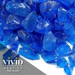 ONE STOP OUTDOOR VIVID Heat - Turquoise Blue 1/2" - 3/4" Large Crushed Fire Glass For Fireplace & Fire Pit