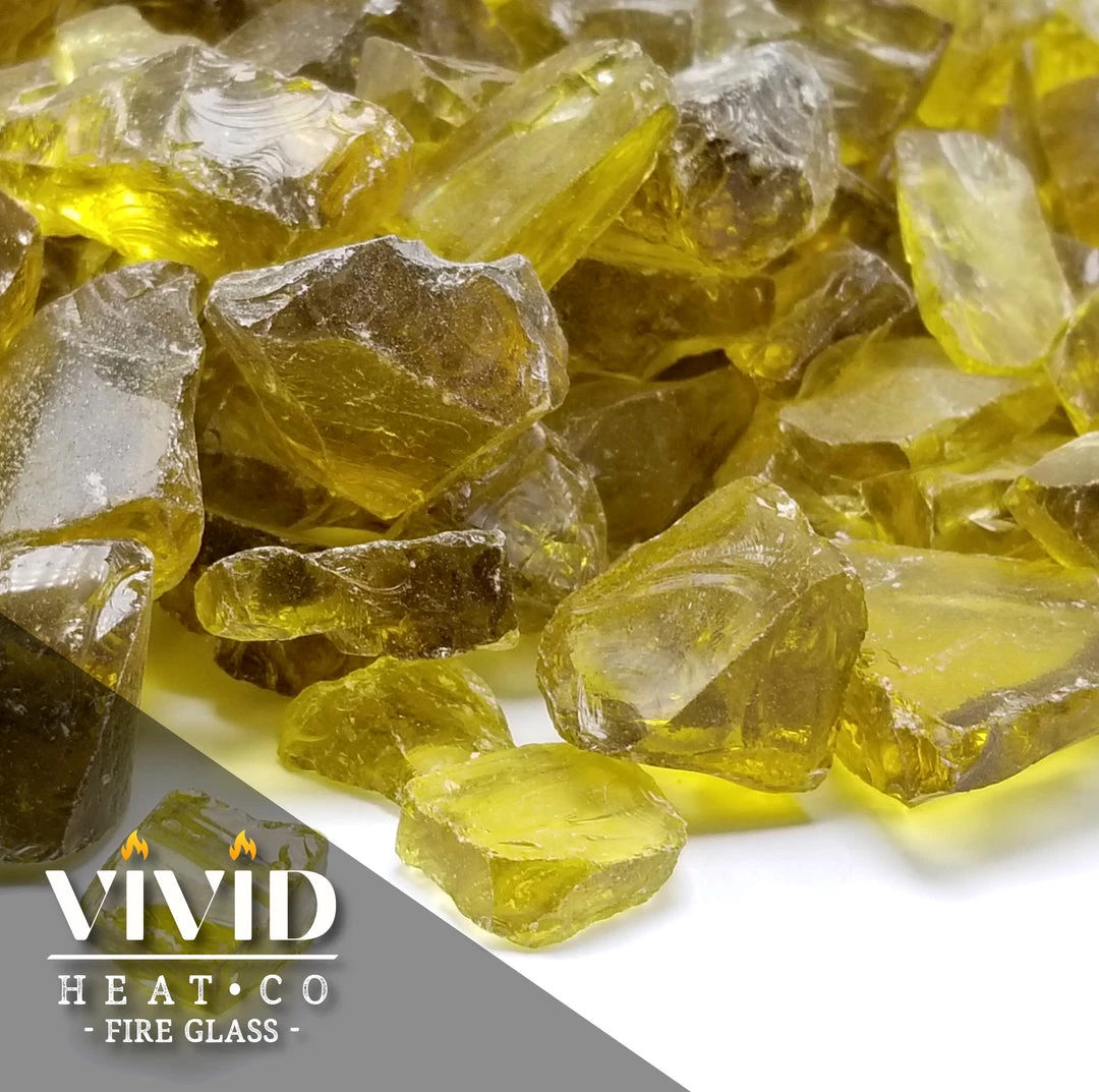 ONE STOP OUTDOOR VIVID Heat - Ember Yellow 1/2" - 3/4" Large Crushed Fire Glass For Fireplace & Fire Pit 1 ONE STOP OUTDOOR VIVID Heat - Ember Yellow 1/2" - 3/4" Large Crushed Fire Glass For Fireplace & Fire Pit